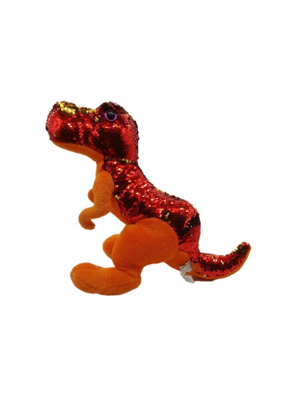 Adventure Planet Reversible Sequins T-Rex Dinosaur Plush Stuffed Animal Orange